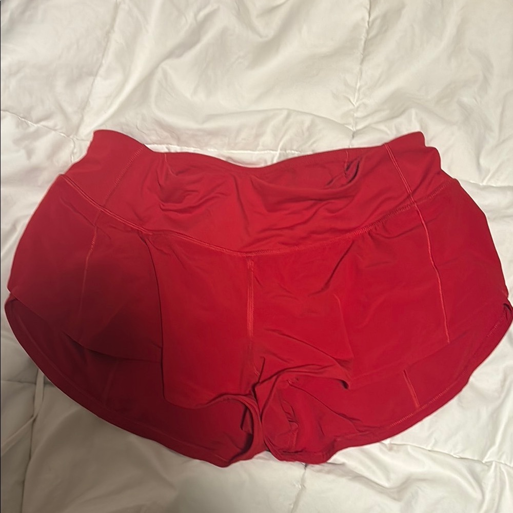 Red lululemon shorts